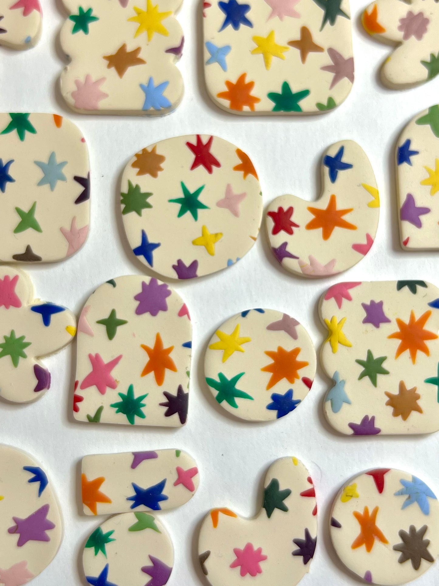 Star-Star Circle + Rounded Square Earrings