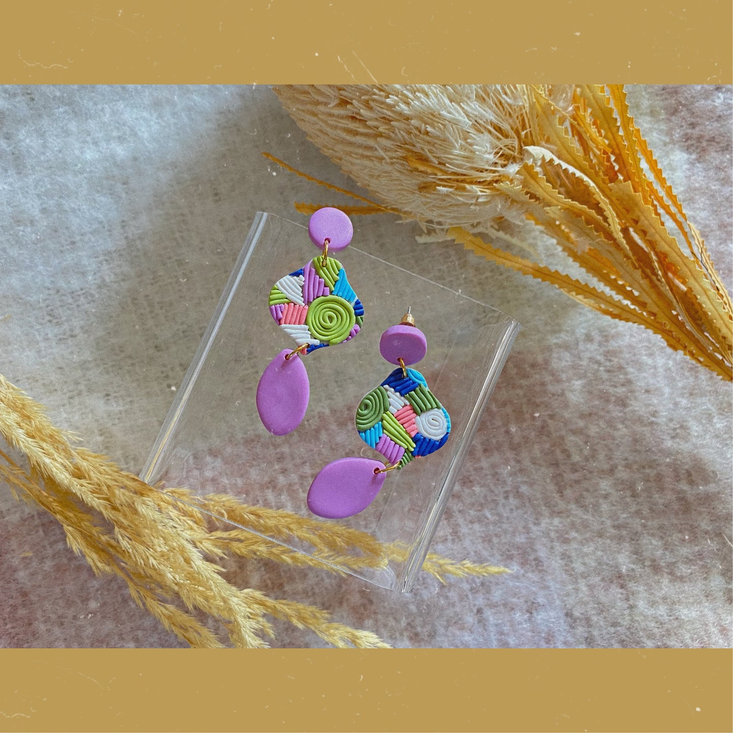 round diamond dangle Colorado spring pastel line earrings