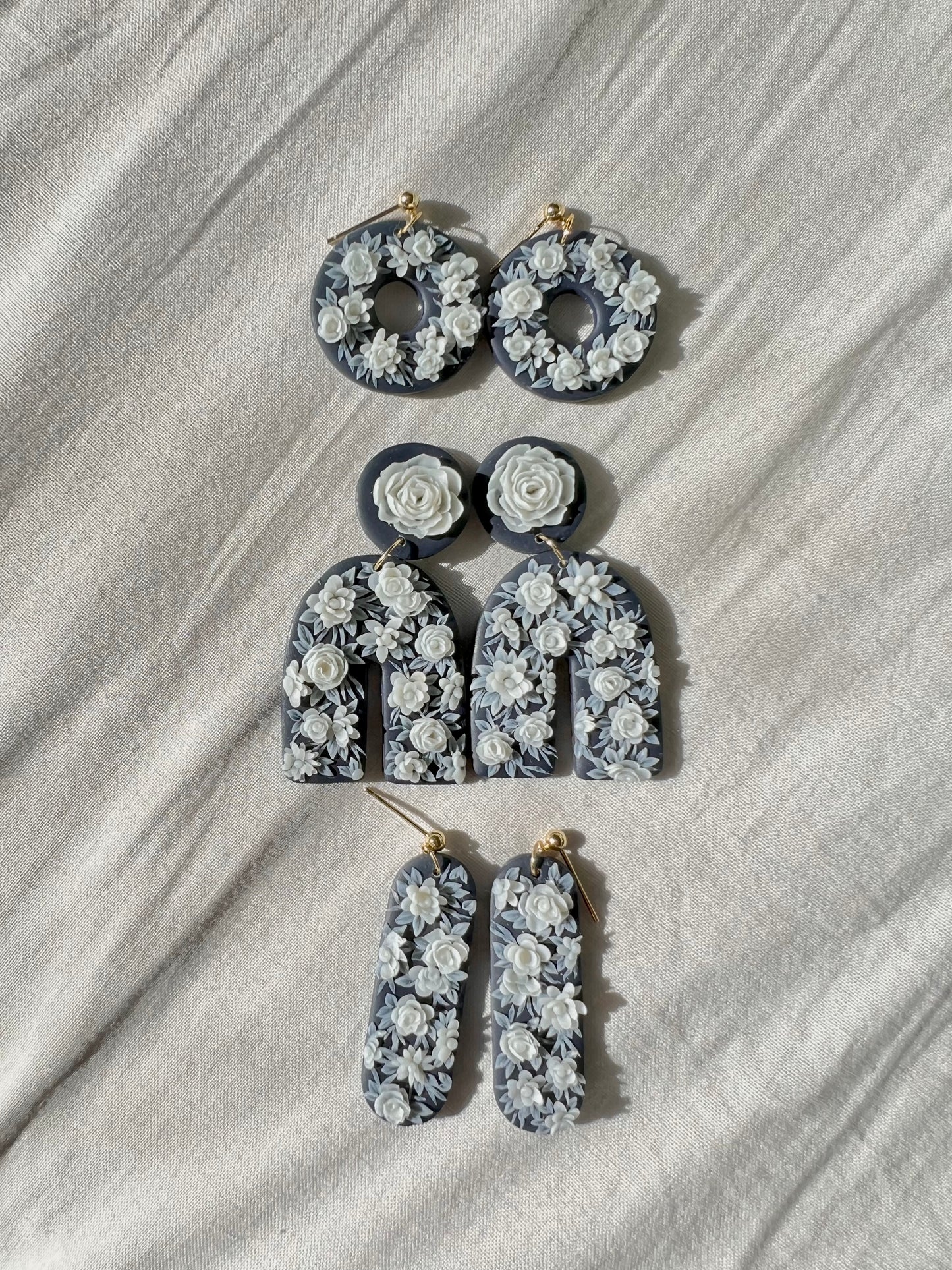 Rose & Arch Porcelain Floral Earrings