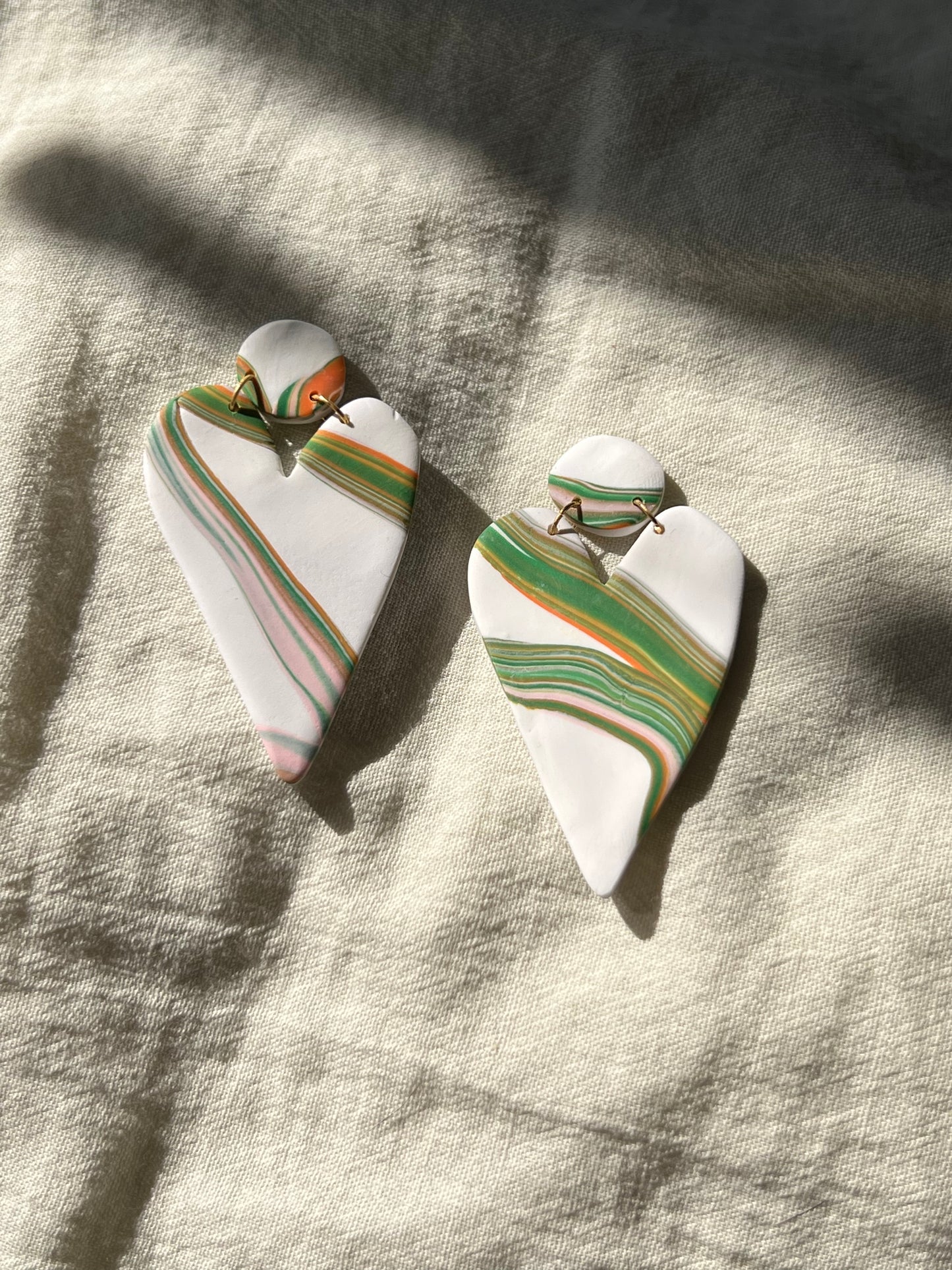 Line Marbled Heart Dangles