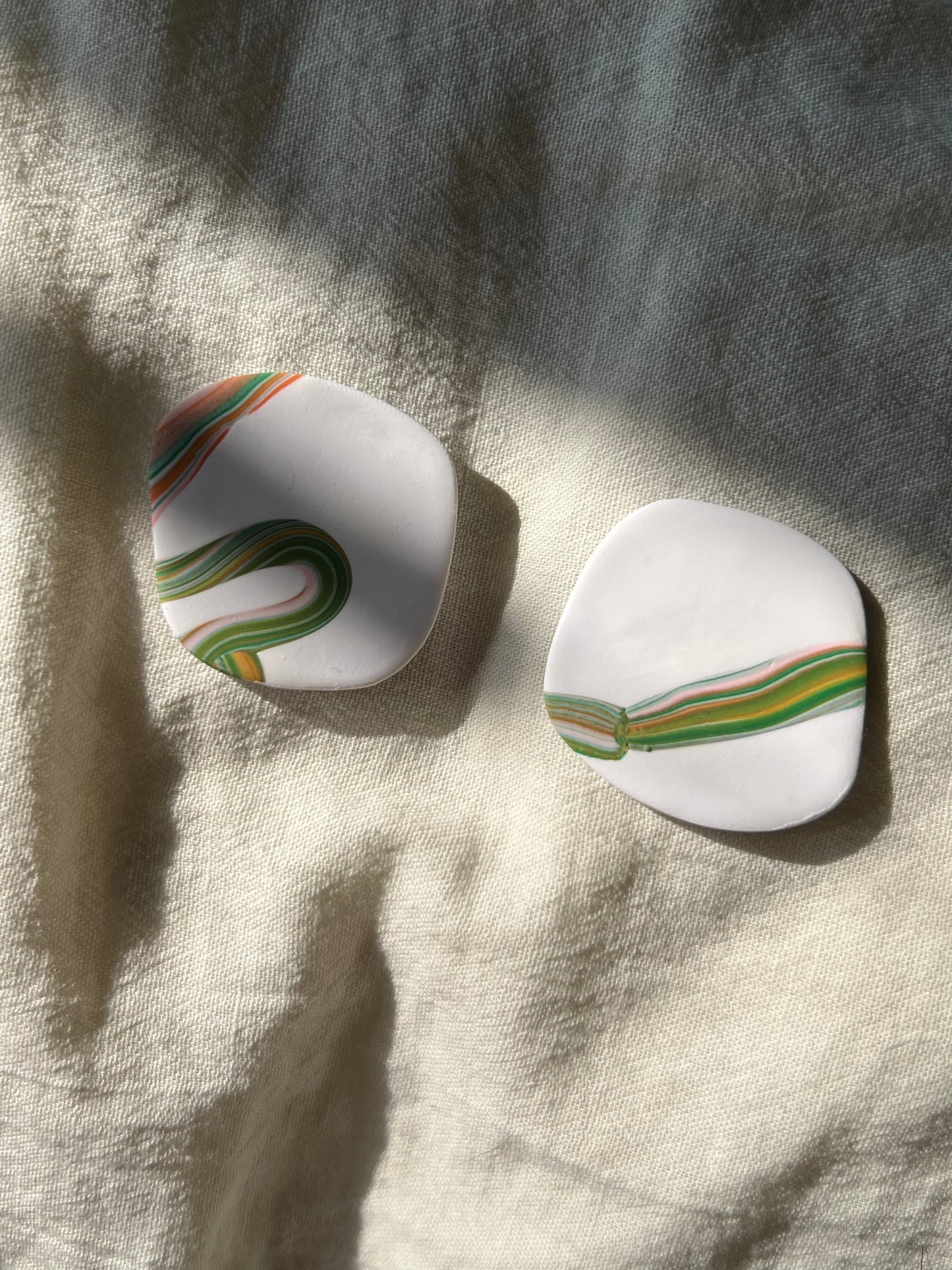 Line Marbled Circle Studs