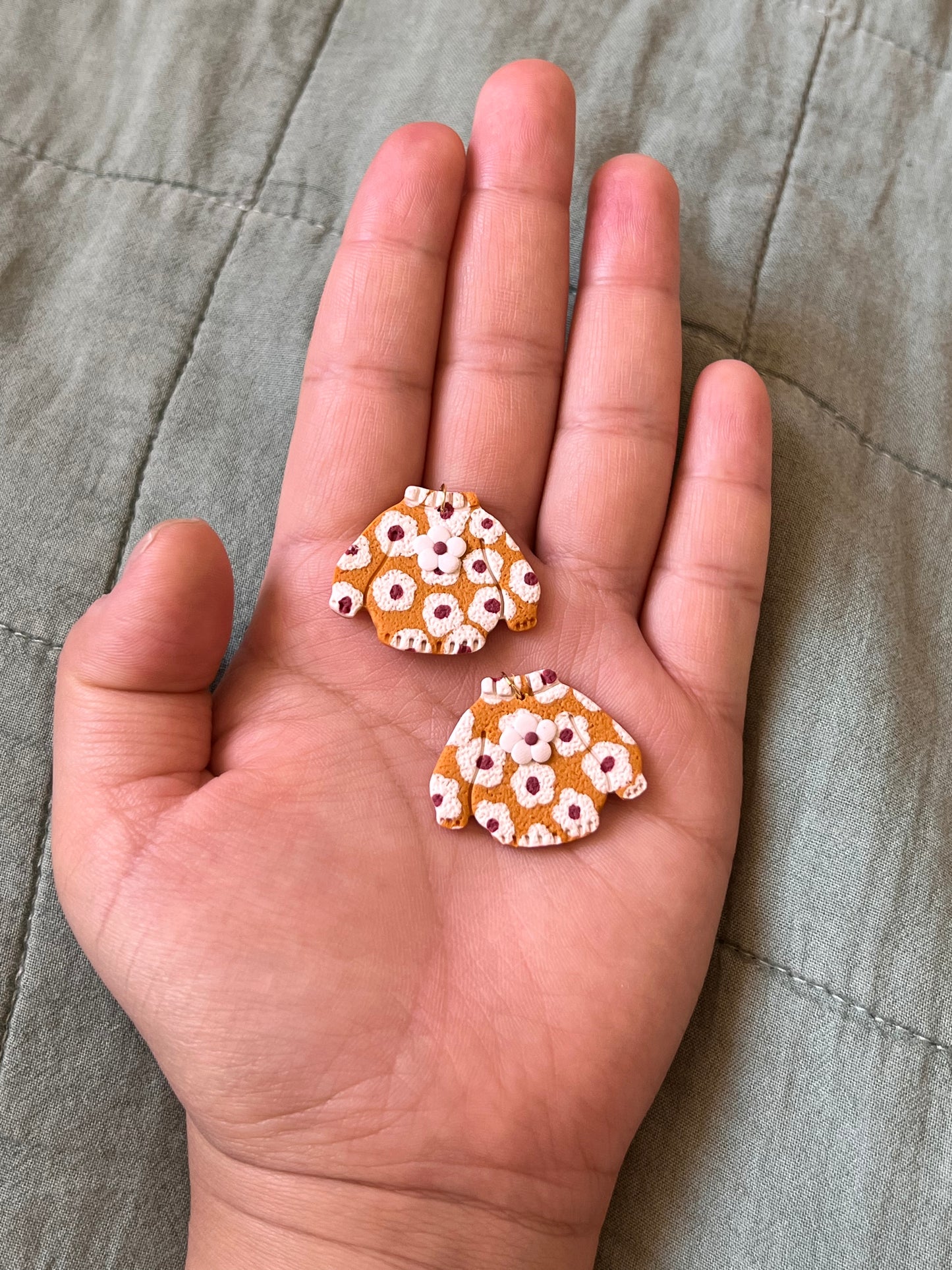 Mustard Yellow Flower Sweater Dangles