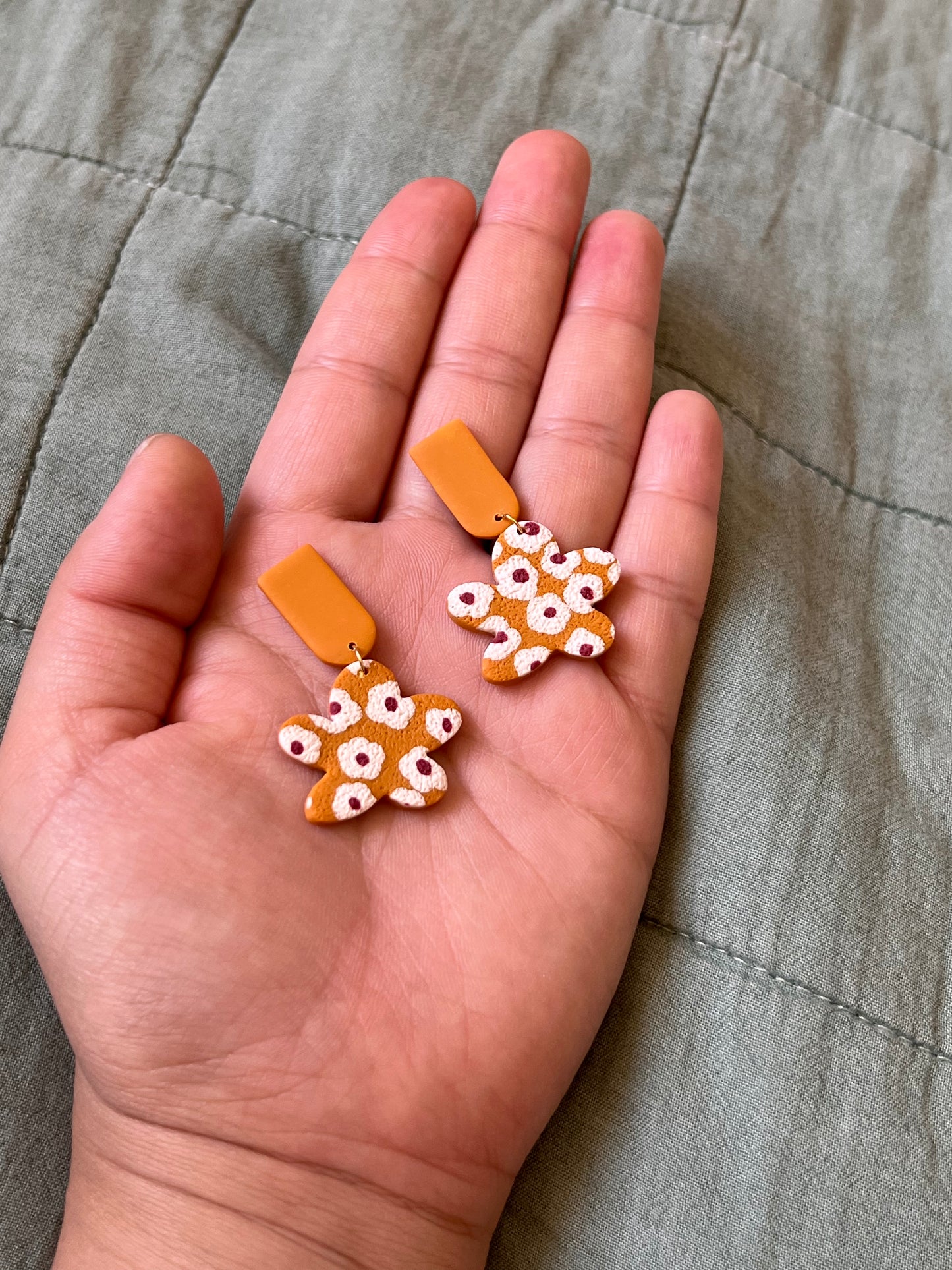 Mustard Yellow Flower Organic Dangles