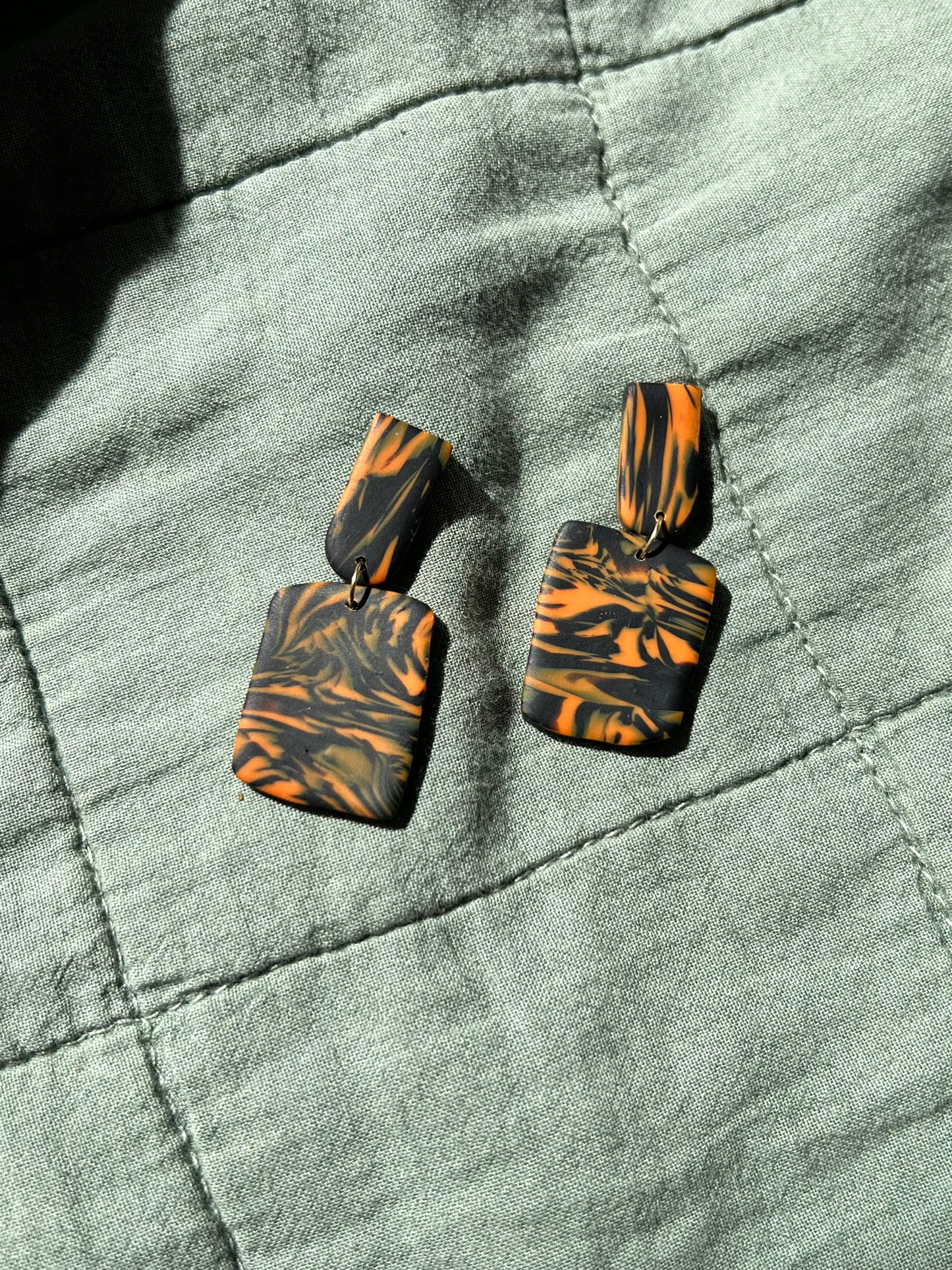 Tiger Marble Organic Rectangle Dangles