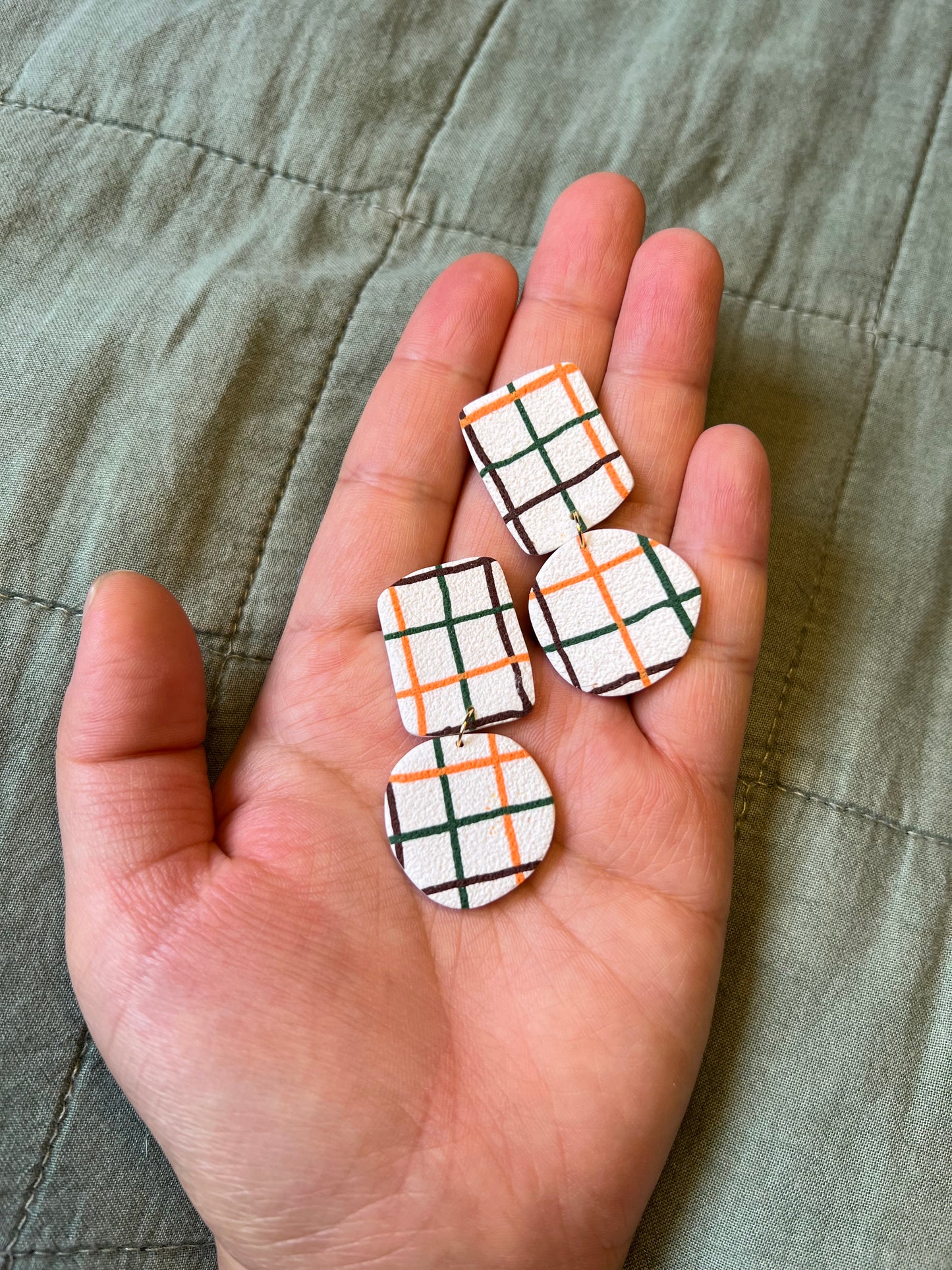 Fall Lines (thin) Organic Square and Circle Dangles