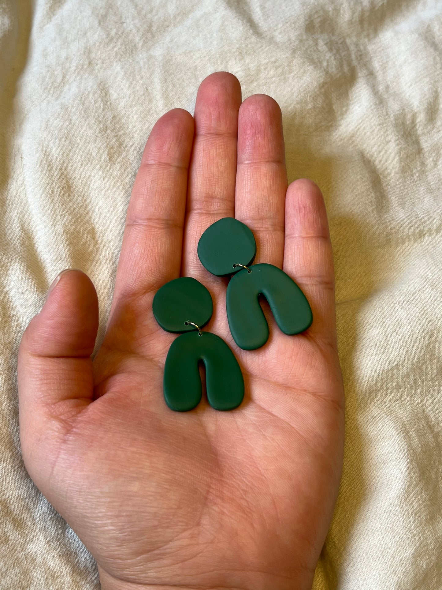 Forrest Green Curvy Arch Dangles