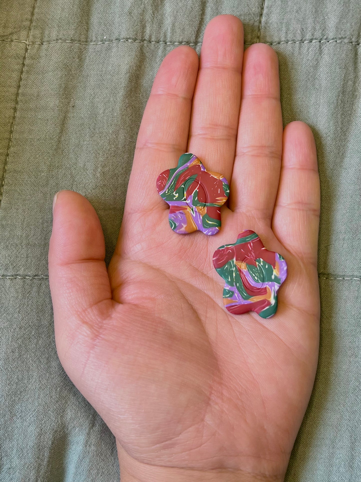 Retro Marbled Flower Studs