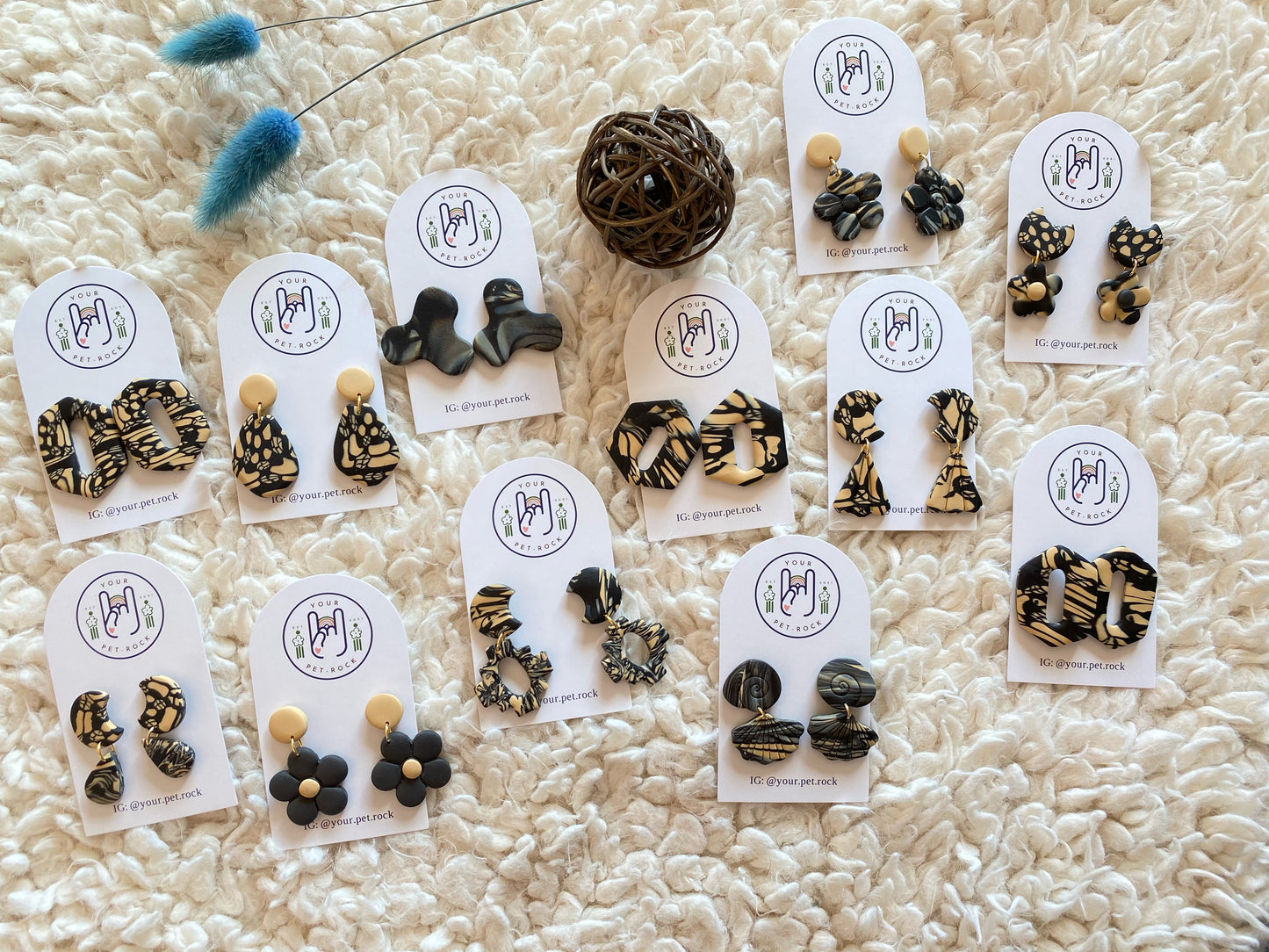 boomerang earrings︱natural midnight