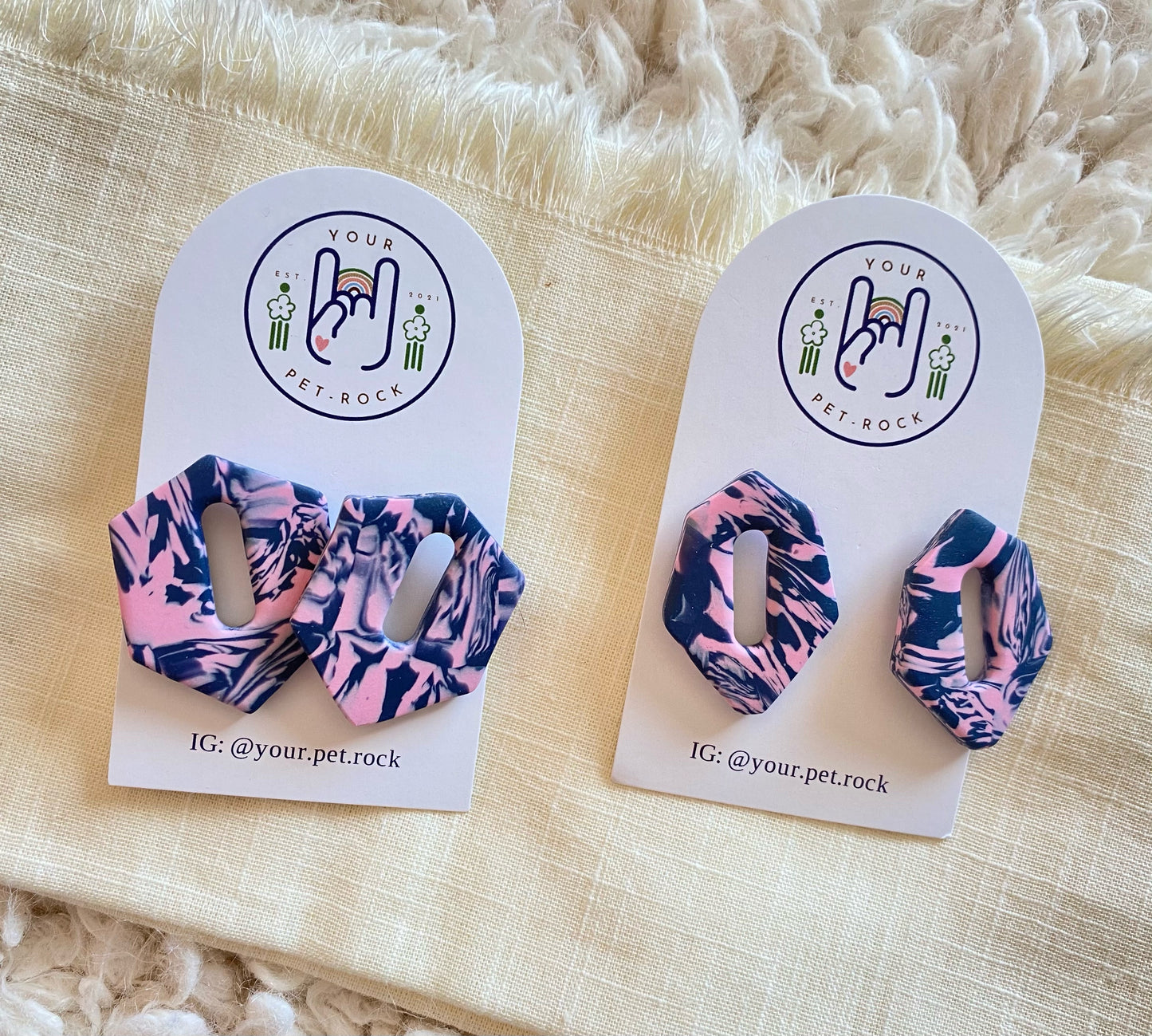pink and navy marbled earrings︱pink loves midnight collection