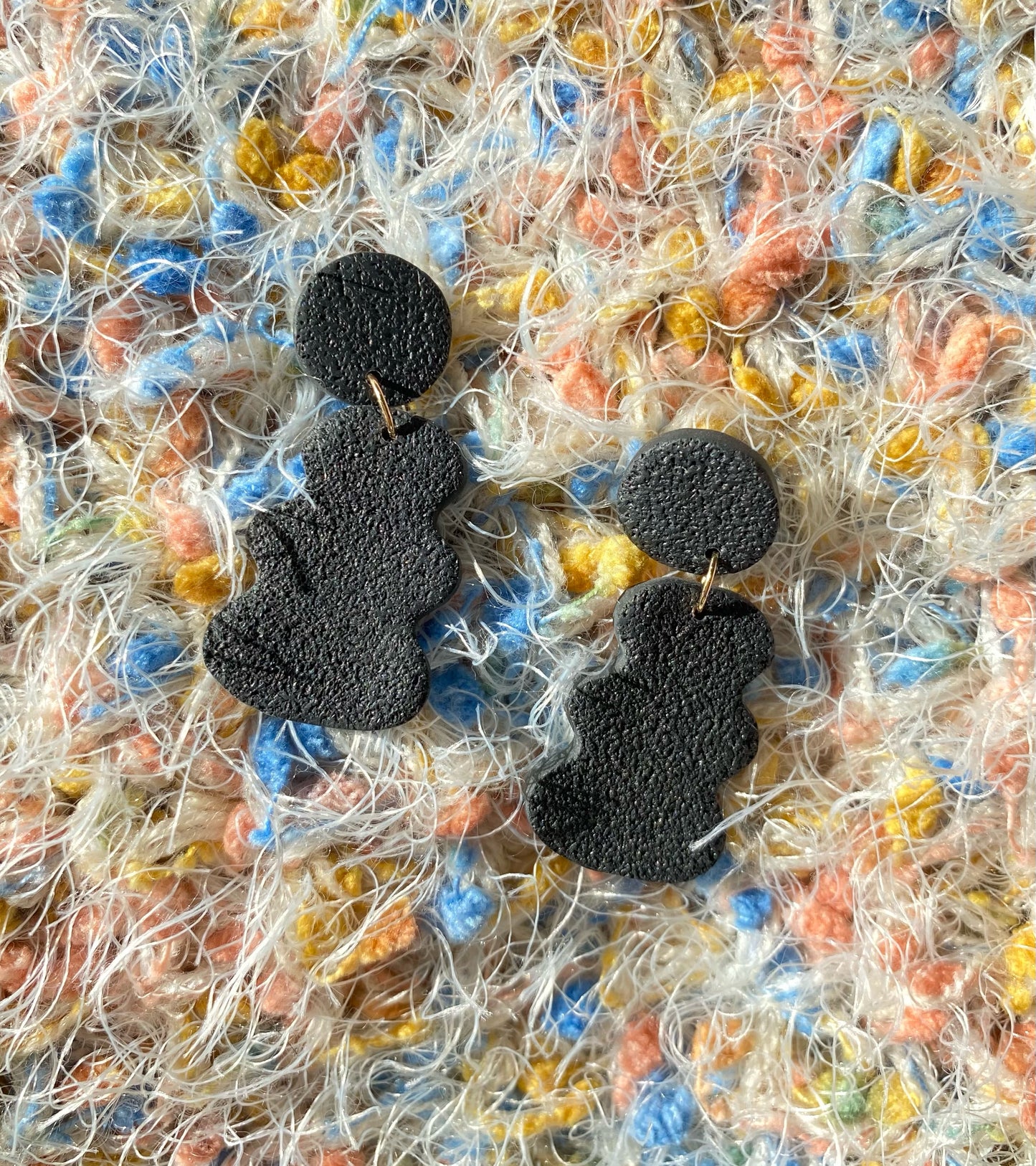 black textured squiggle blob earrings