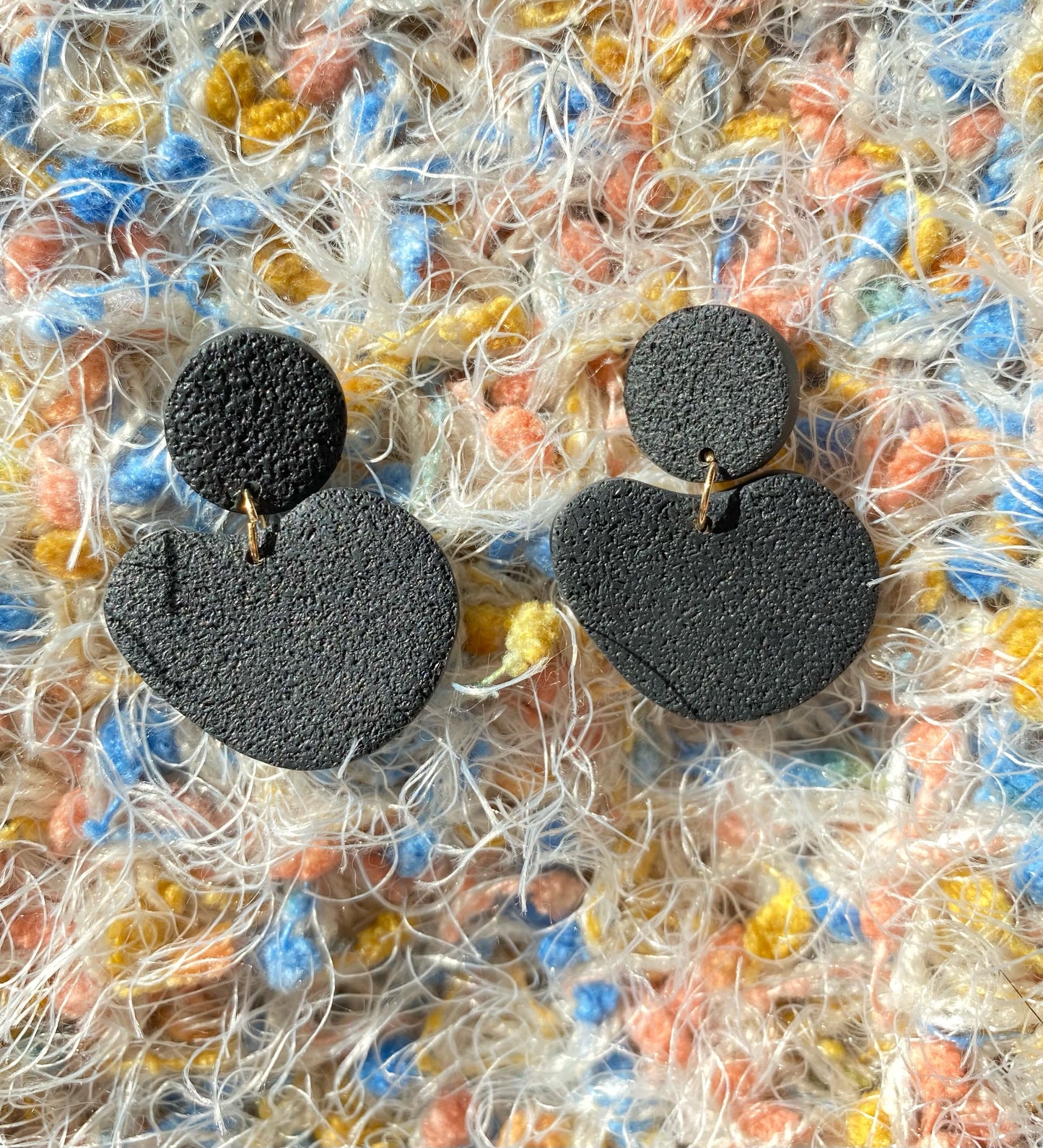 black textured abstract earrings