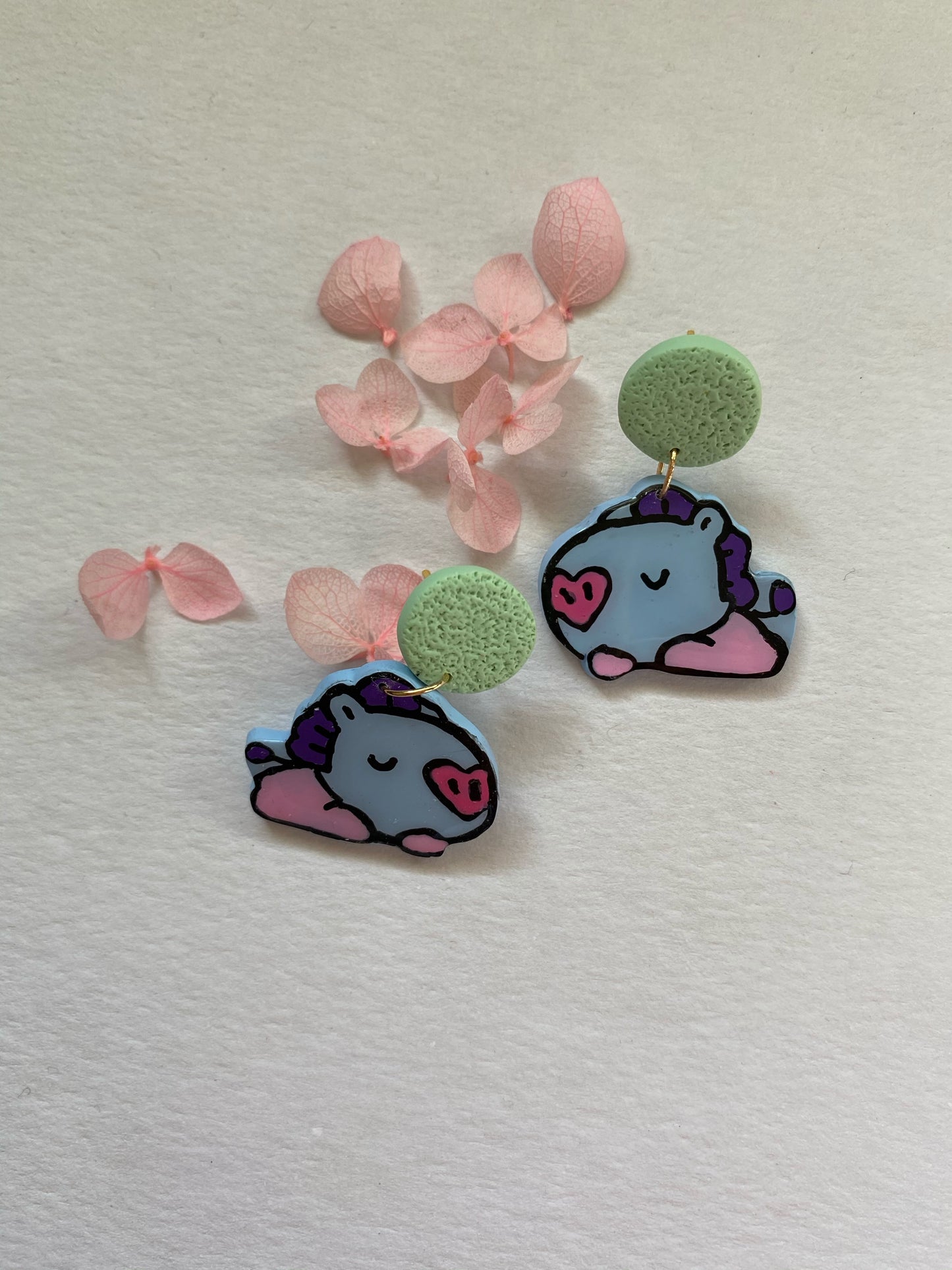 BT21 sleeping Mang dangle earrings