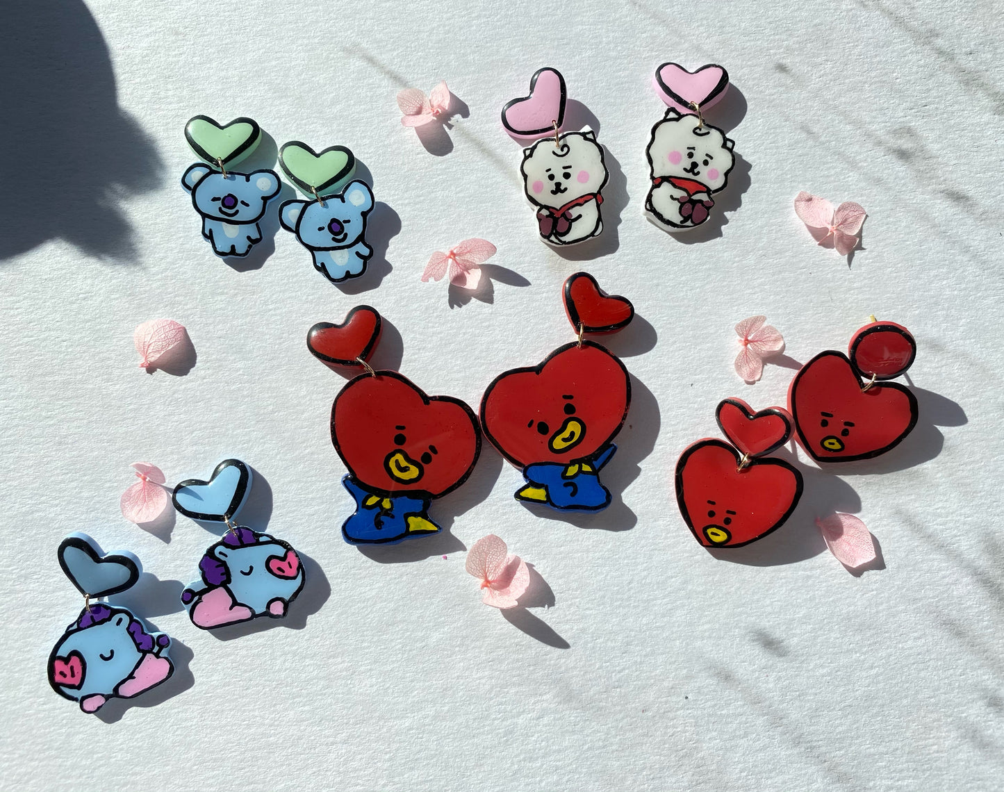 BT21 Tata face dangle earrings