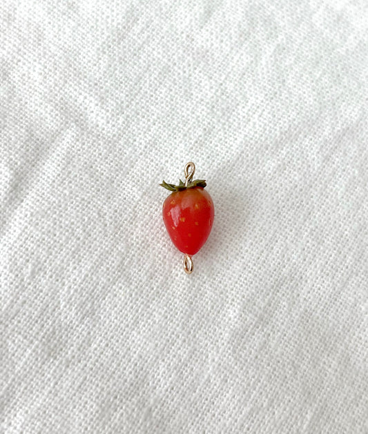 Strawberry (translucent) - Food Charm Hoop or Dangle Earrings
