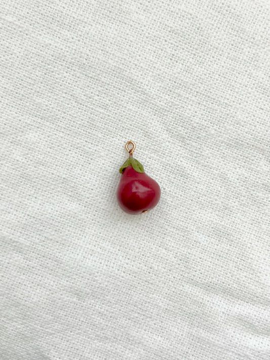 Red D'Anjou Pear- Food Charm Hoop or Dangle Earrings