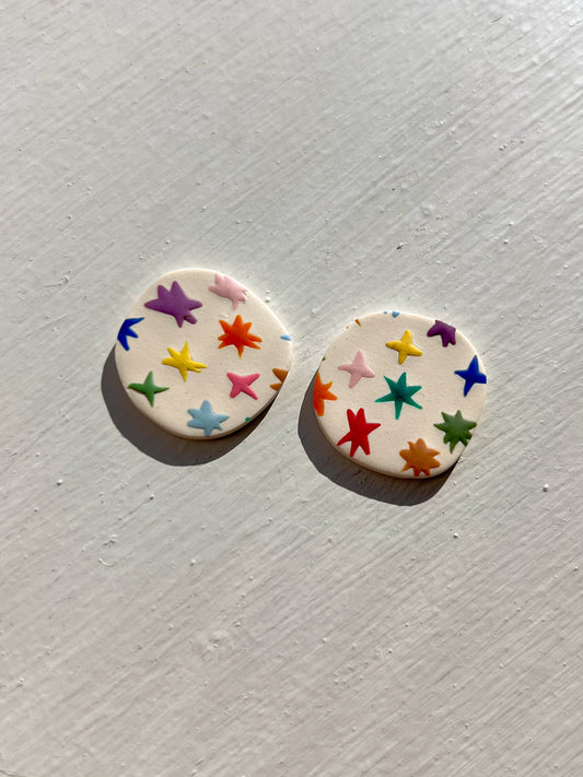 Star-Star Abstract Circle Studs