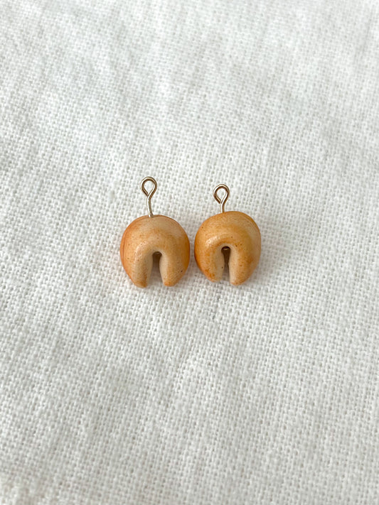 Fortune Cookie - Food Charm Hoop or Dangle Earrings