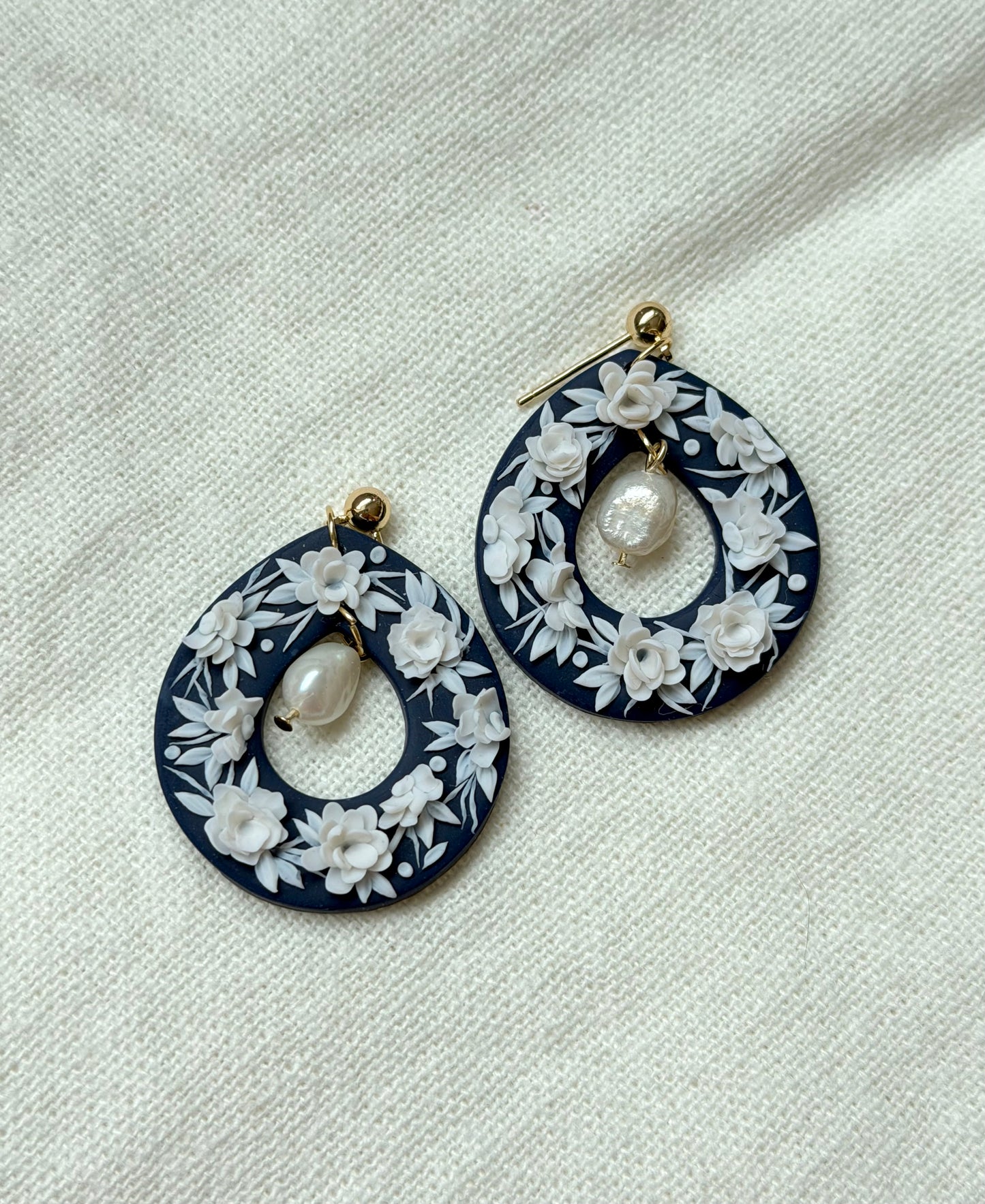 Delicate Blossoms Tear Donut Earrings with Freshwater Pearls