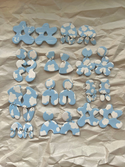 Sky Blue Cow Bubble Arch Earrings