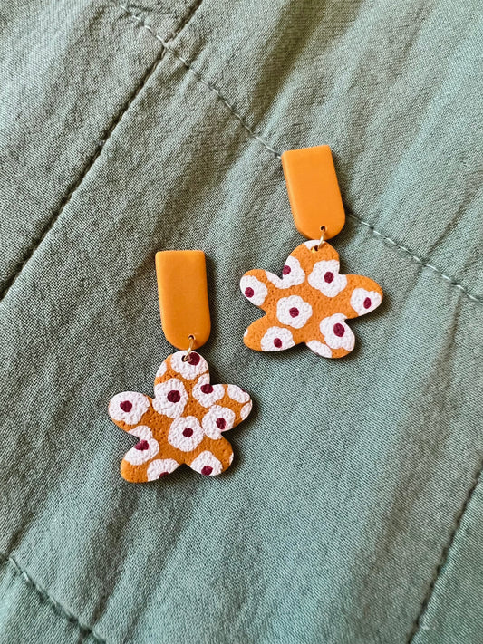 Mustard Yellow Flower Organic Dangles