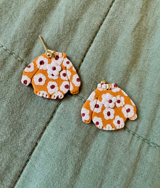 Mustard Yellow Flower Sweater Dangles