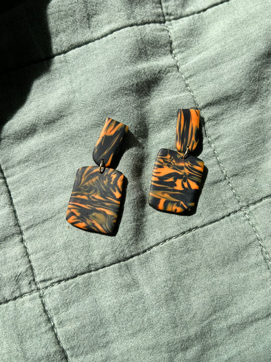Tiger Marble Organic Rectangle Dangles
