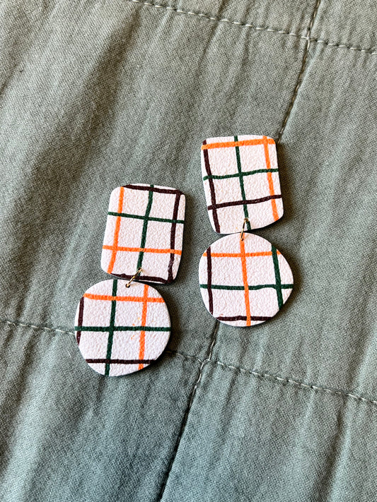 Fall Lines (thin) Organic Square and Circle Dangles