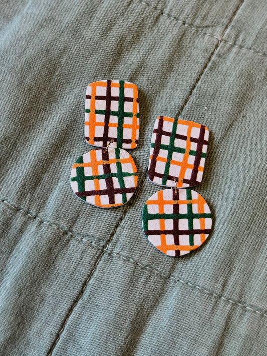 Fall Lines (thick) Organic Square & Circle Dangles