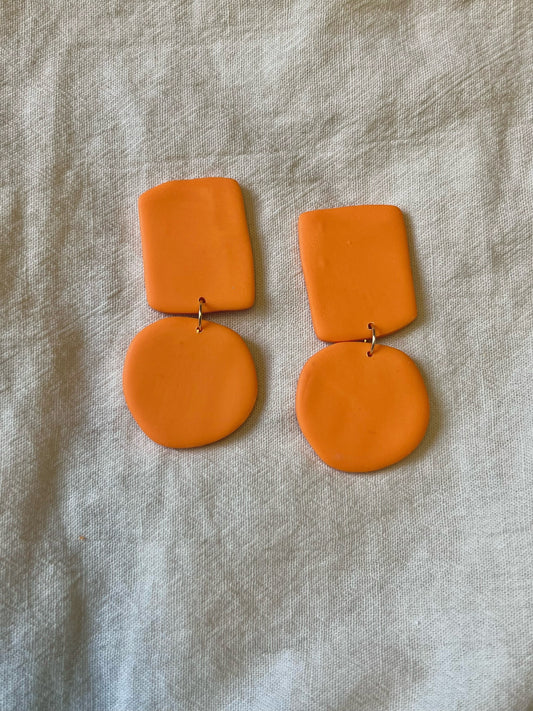 Orange Orange Organic Square and Circle Dangles