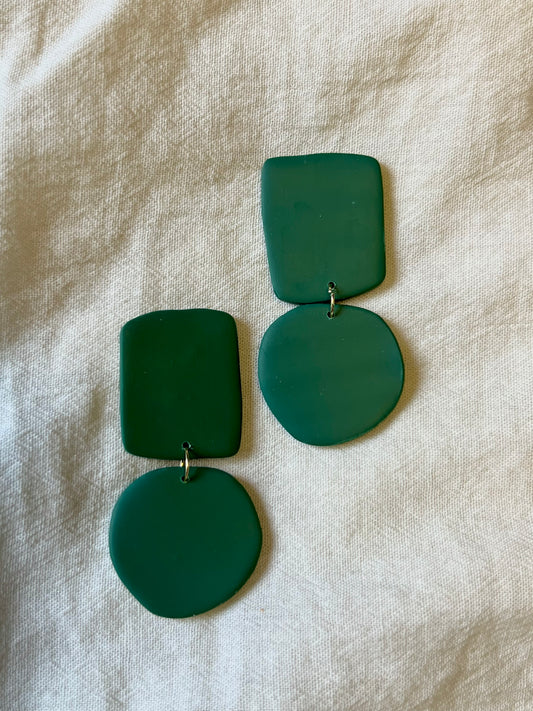 Forrest Green Organic Square & Circle dangles