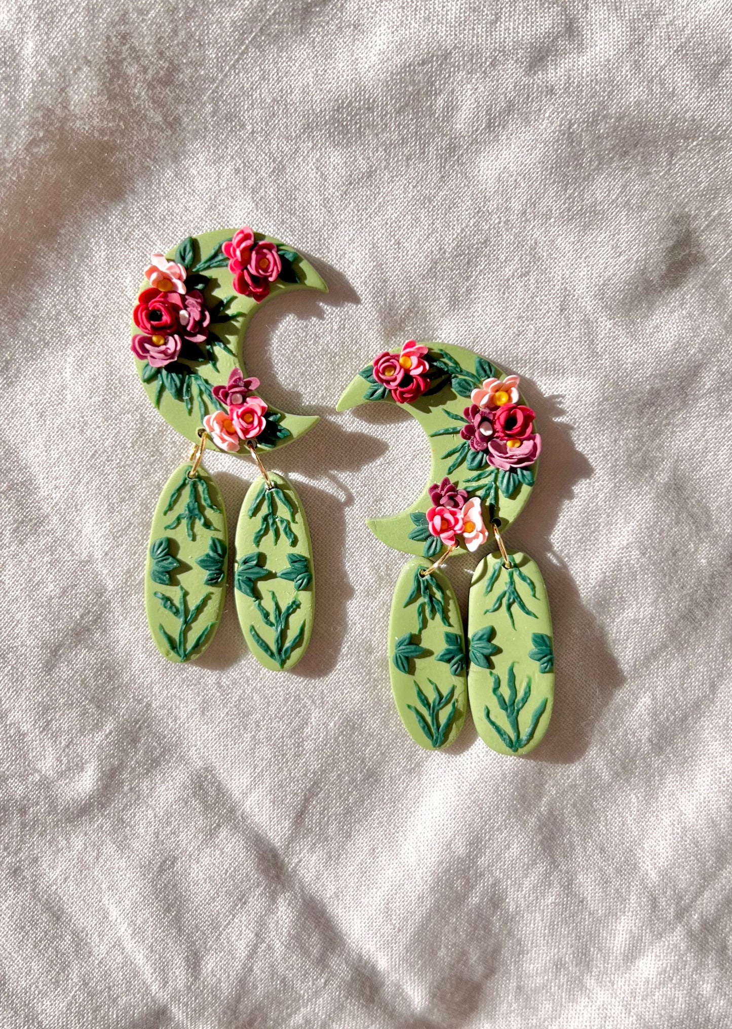 Moon Floral Dangles