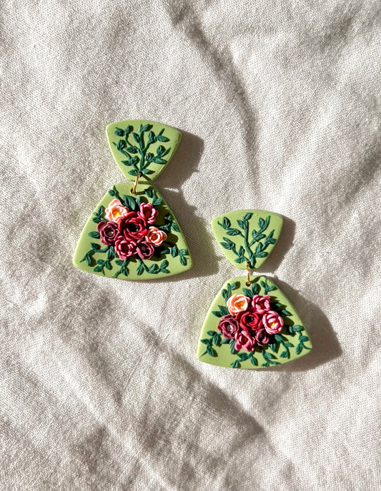 Trapezoid Floral Dangles