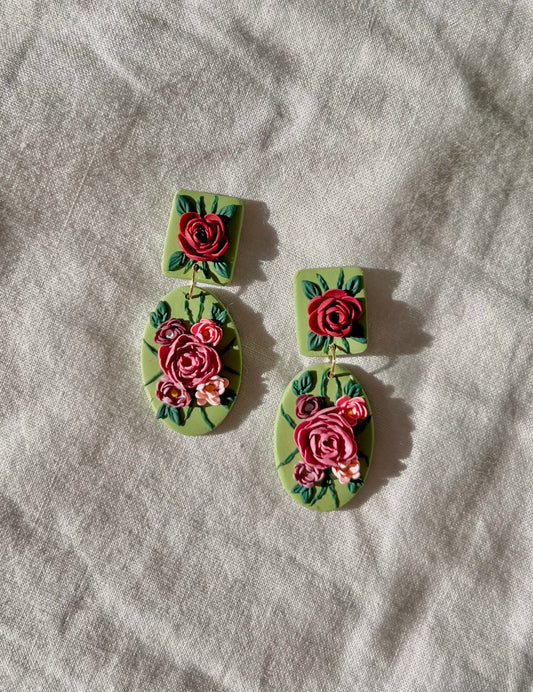 Rose & Frame Floral Dangles