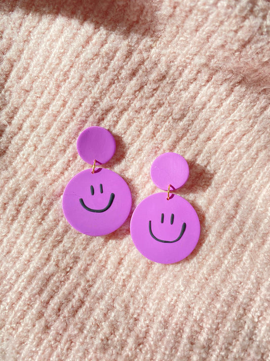 purple smiley face dangles