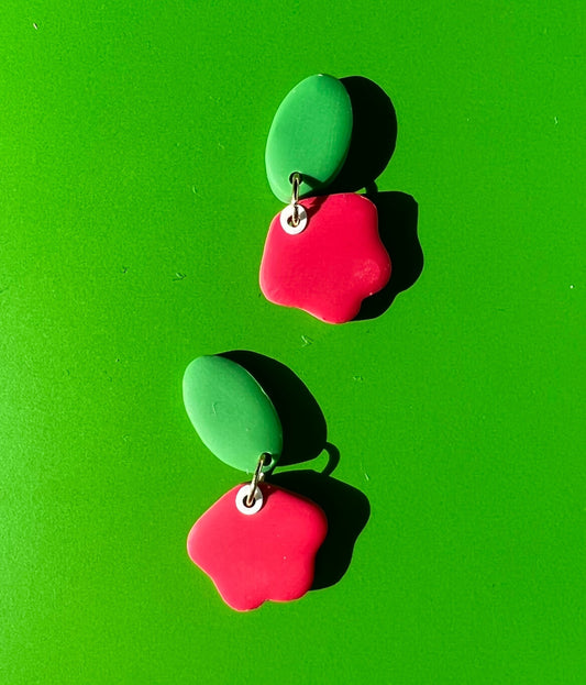 cherry tulip bb flower earrings