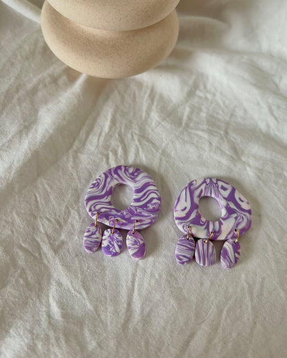 Jelly Fish Marbled Dangle Earrings