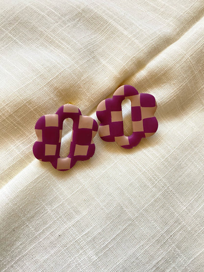 dark lilac and tan flower donut earrings︱pb&j collection