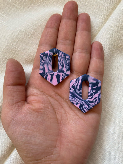 pink and navy marbled earrings︱pink loves midnight collection