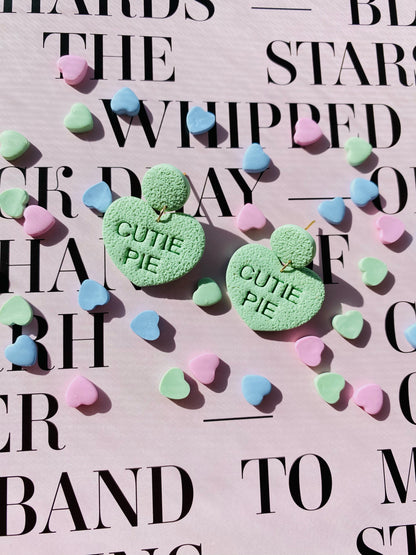 pastel mint textured heart earrings