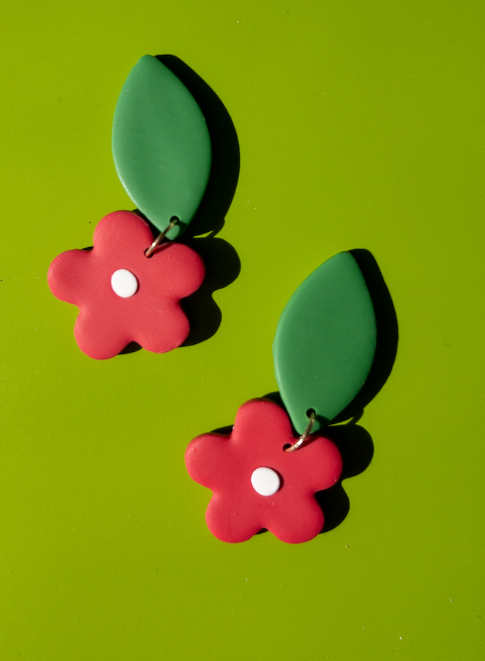 cherry red medium earrings